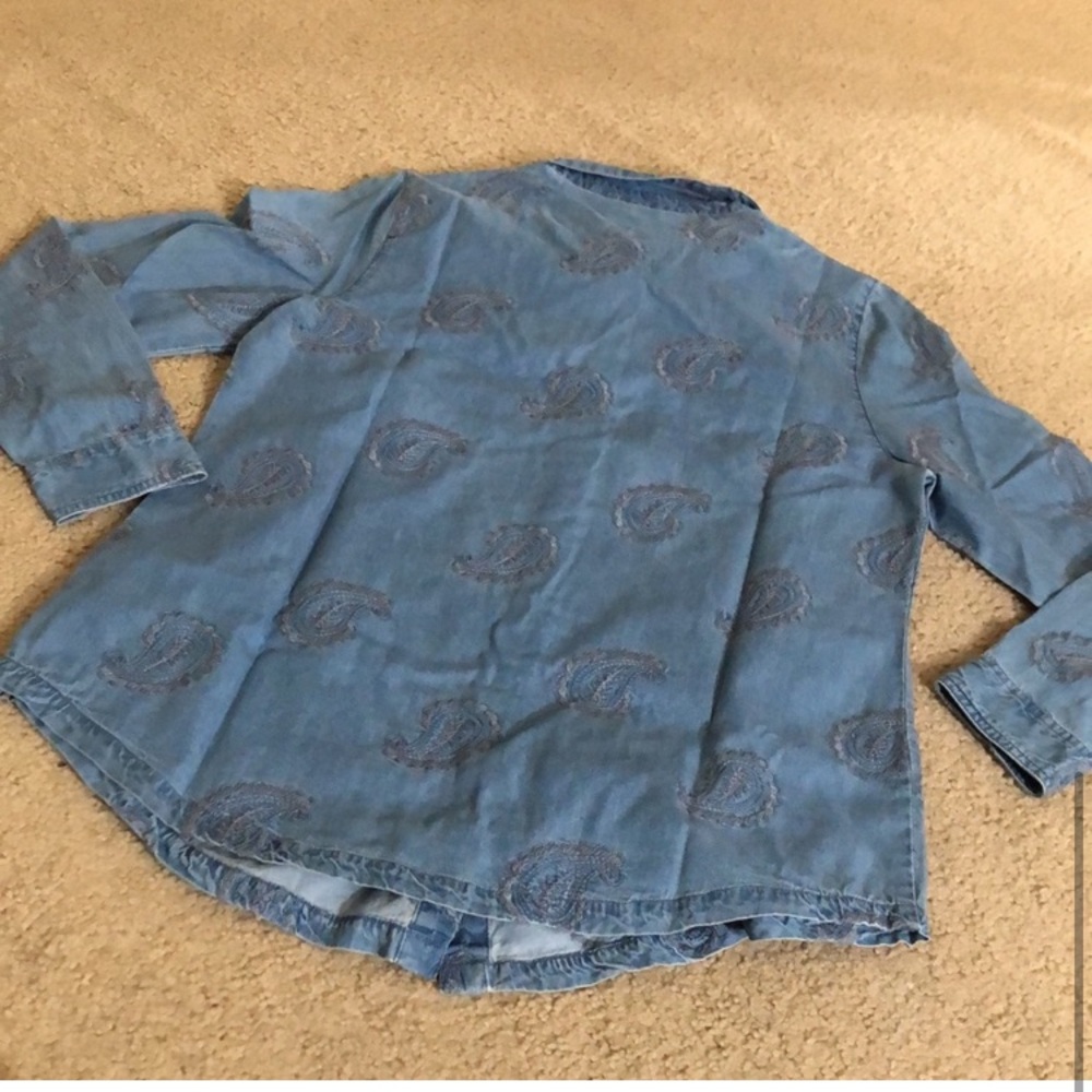 Paisley button down jean shirt, 100% cotton, never worn, vintage - Picture 5 of 7